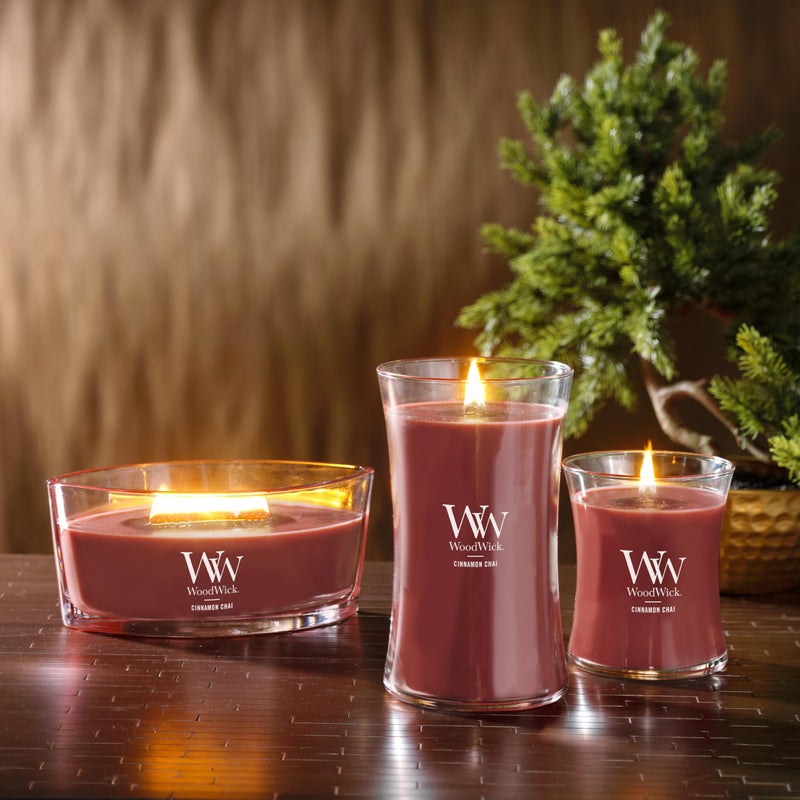 WoodWick Cinnamon Chai Holiday Candle Gifts for Women and Men, 16 oz Ellipse Candle with Crackling Wick - Image 4